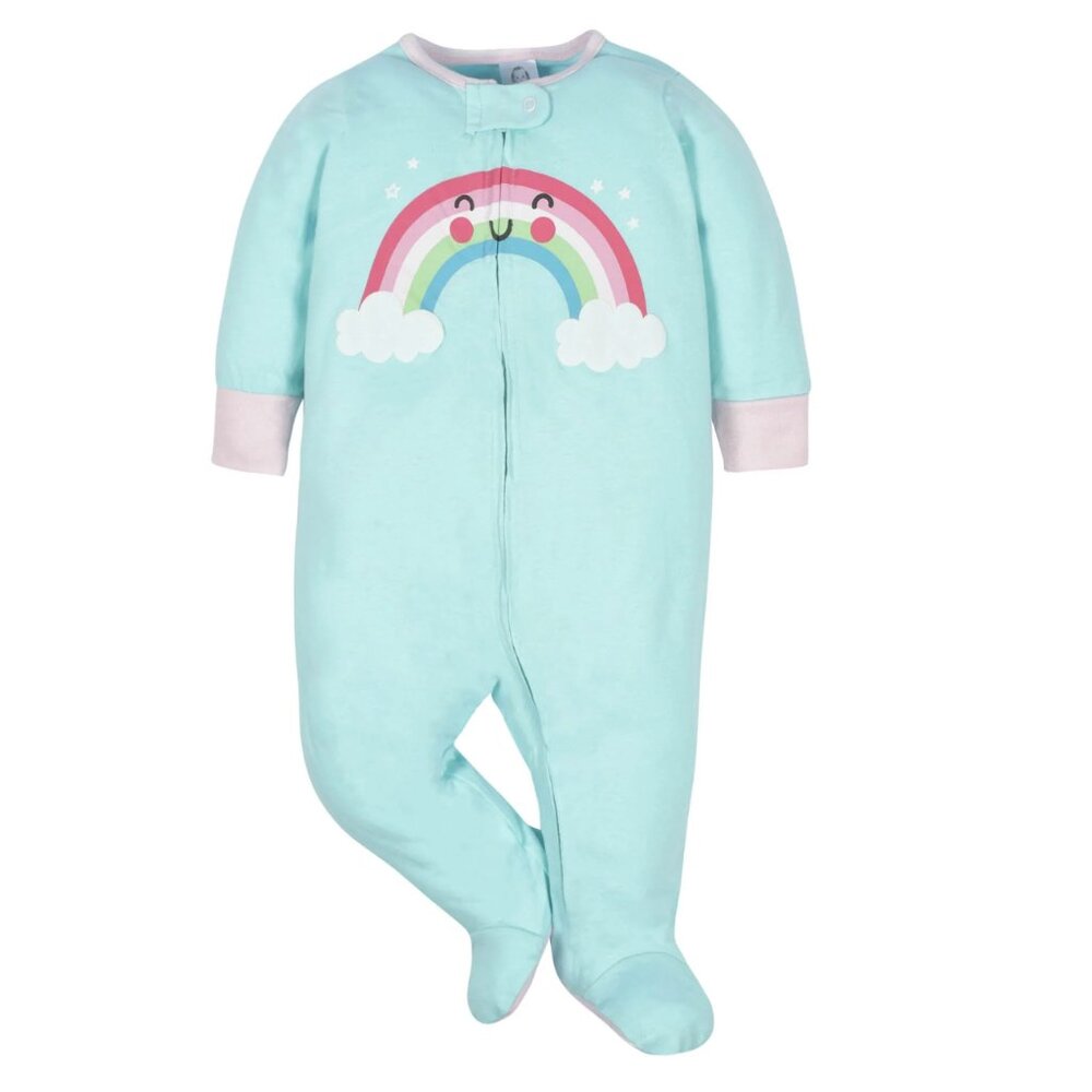 Gerber Baby Girl Sleep 'n Play Footed Pajamas - Rainbow Cloud - 0-3 Months